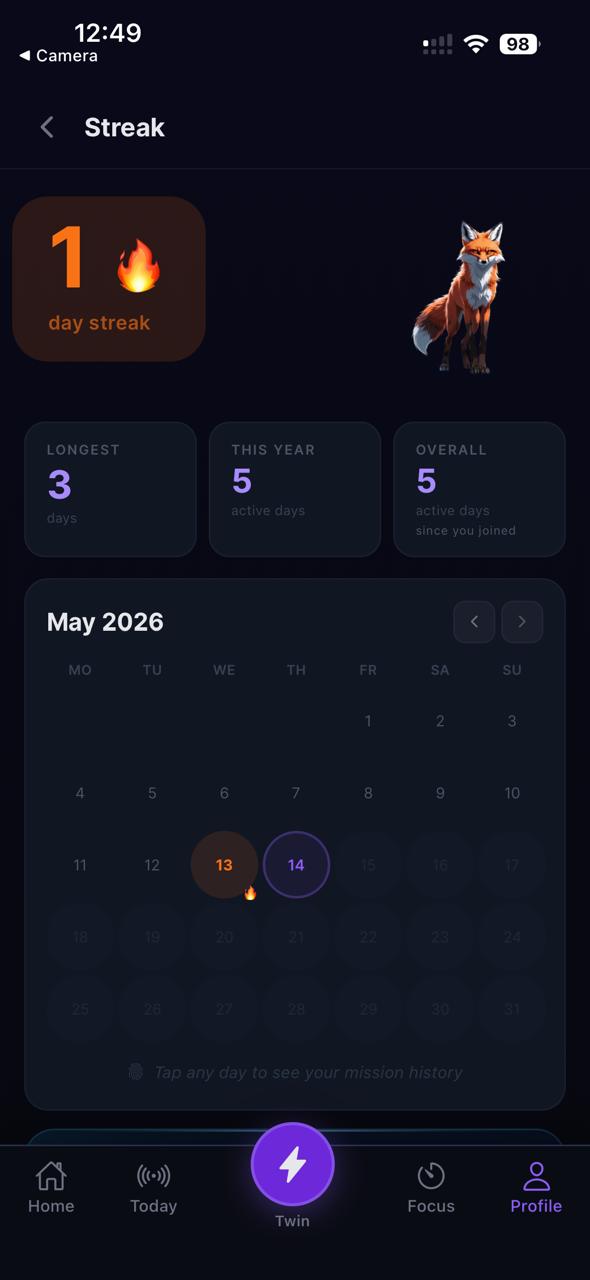 Streak calendar