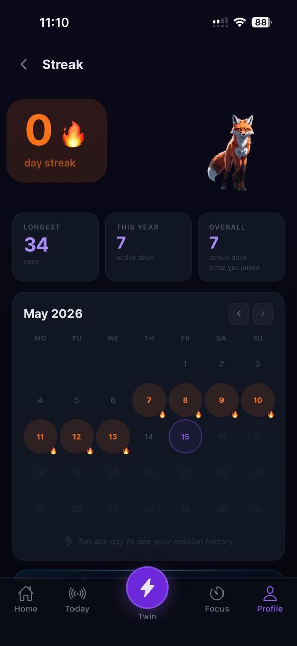 Streak calendar